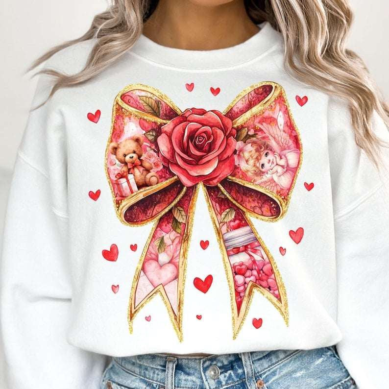 Valentine bow with rose 70786 DTF transfer