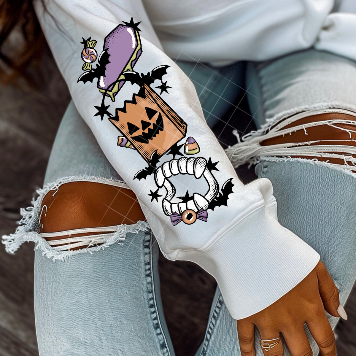 Trick or treat ghosts SLEEVE (MMD) 110407 DTF transfer