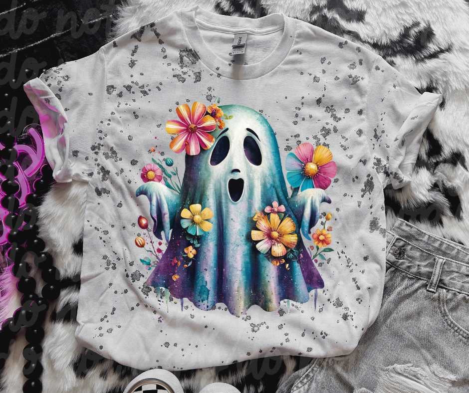 Ghost with flowers (vintage) 53761 DTF transfer