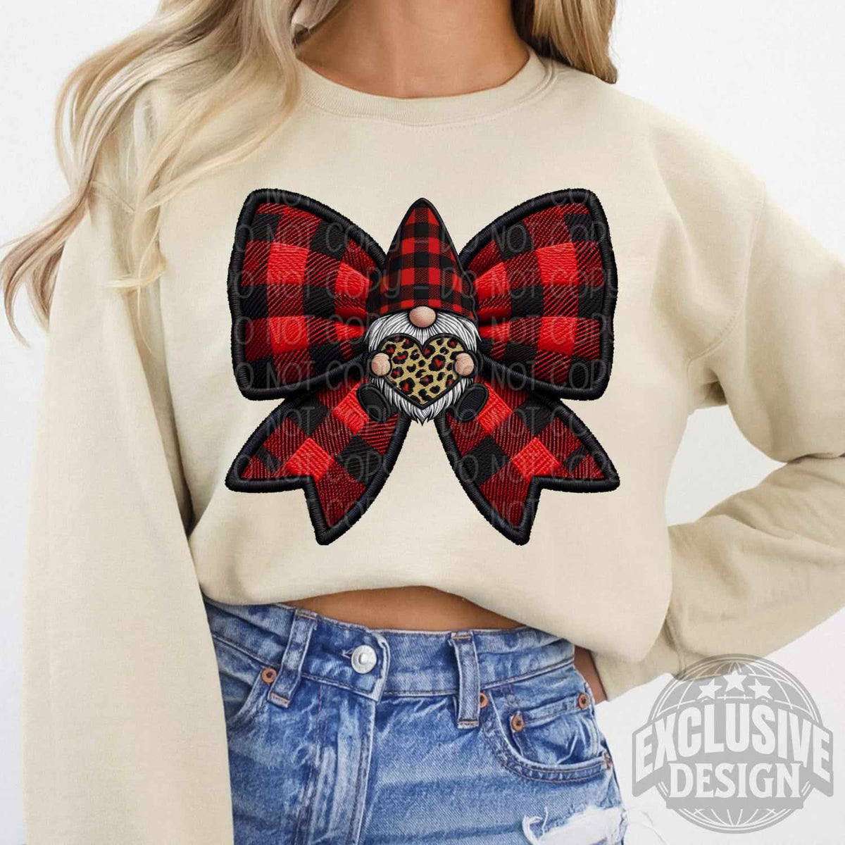 Plaid gnome bow 73276 DTF transfer