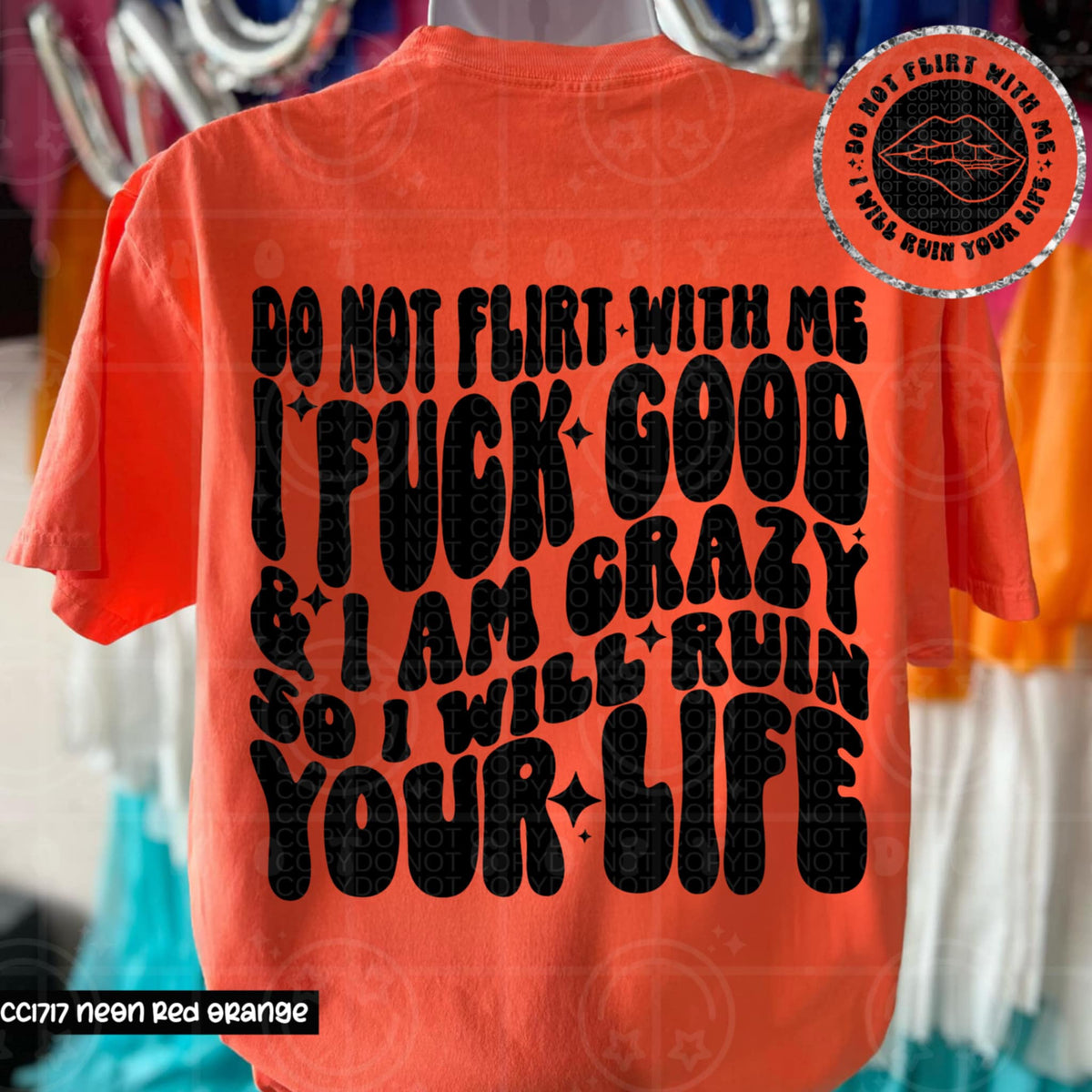 Do not flirt with me I fuck good & I and crazy BACK (HW) 95748 DTF transfer