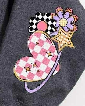 checkered florals and heart (S&G) 62455 DTF transfer