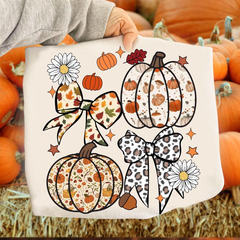 Pumpkins and bows 109830 DTF transfers