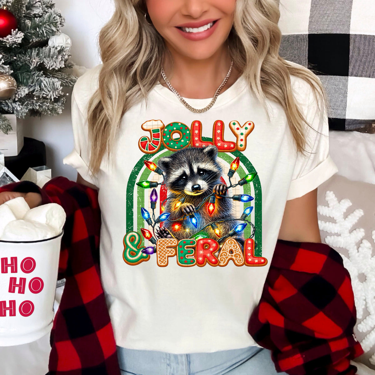 Jolly and Feral raccoon and rainbow (DDD) 117502 DTF transfer