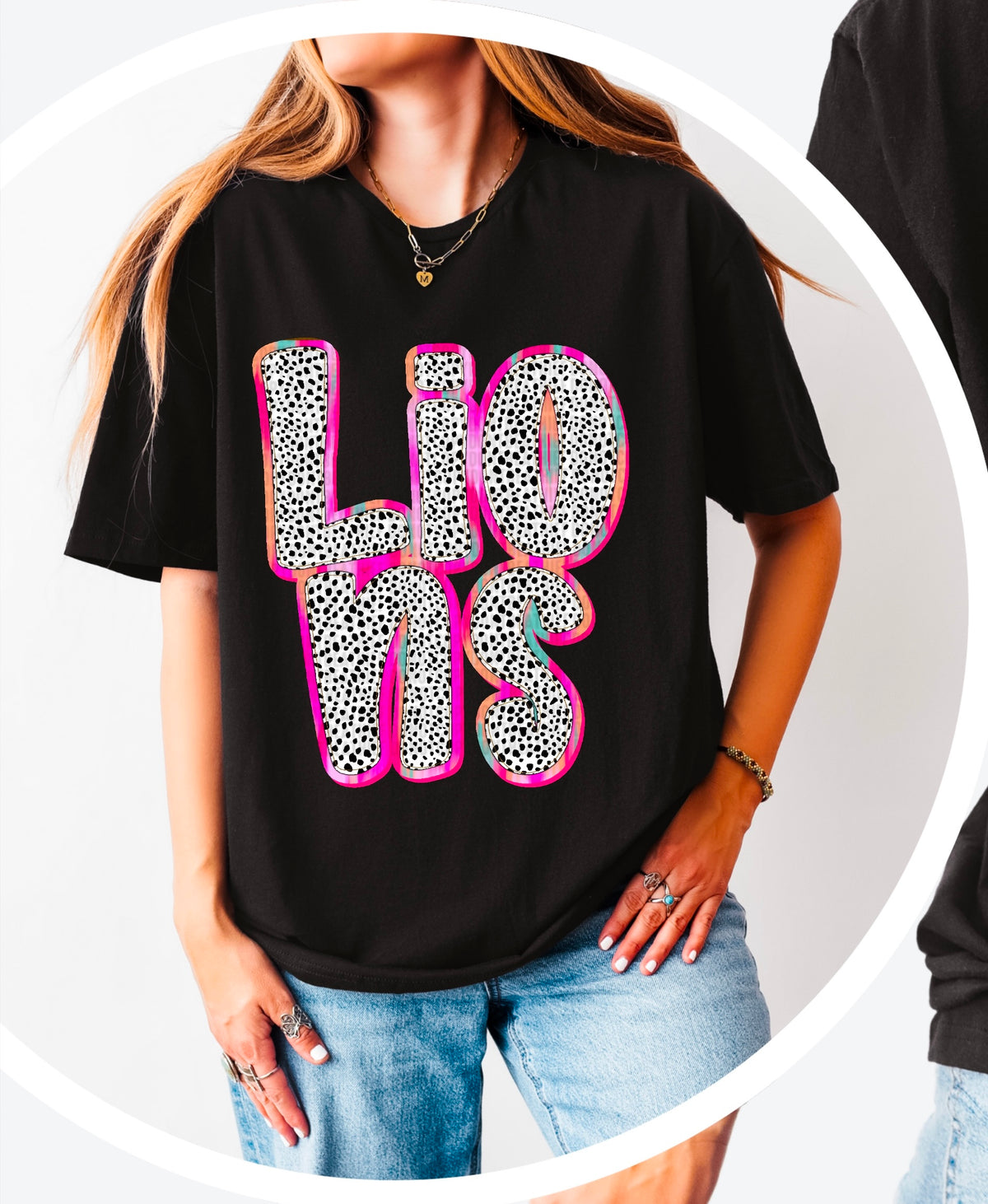 Lions Dalmatian filled pink outline 90486 DTF transfer