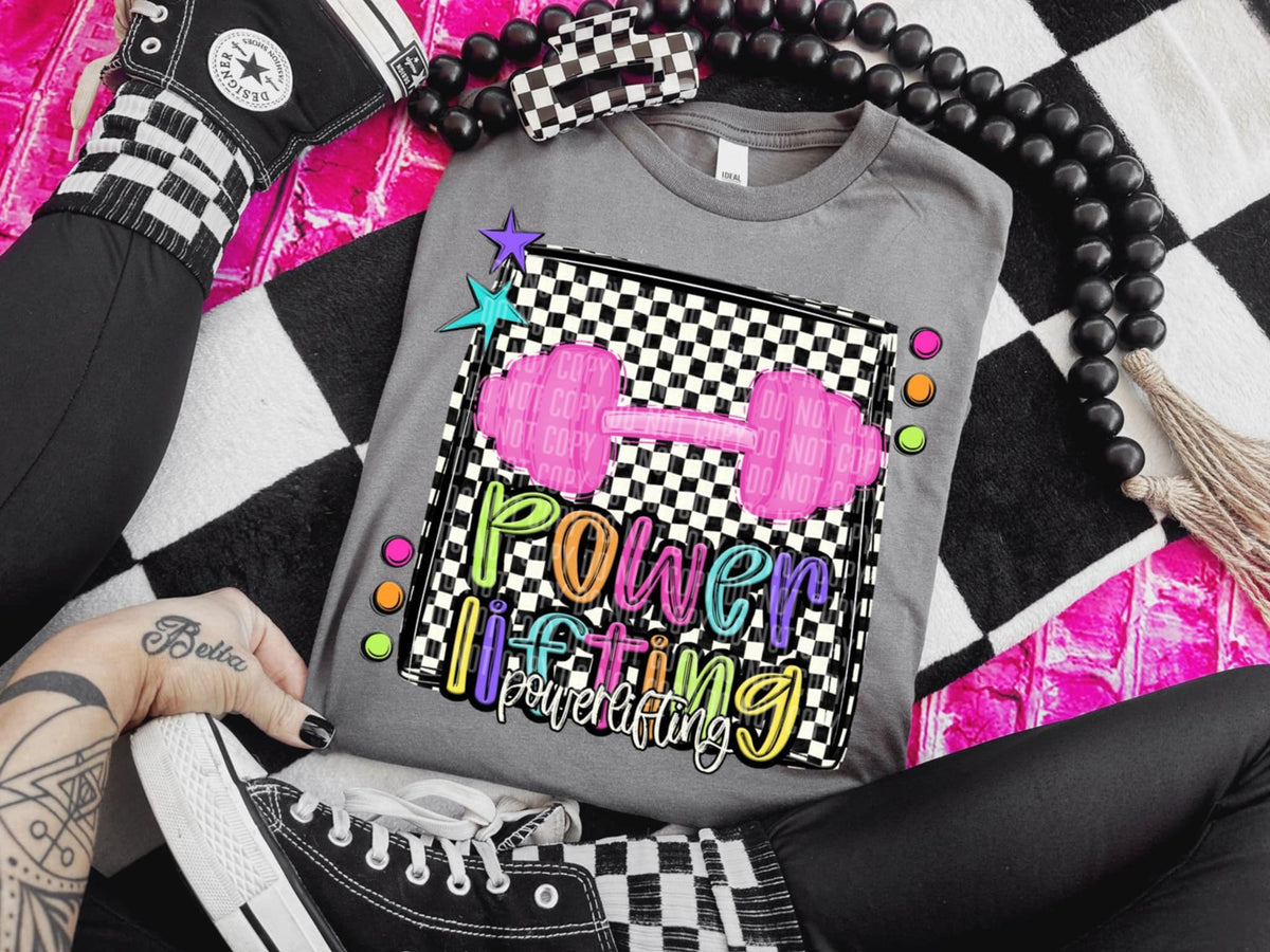 Powerlifting checkered preppy bright (Caplinger) 91471 DTF transfer