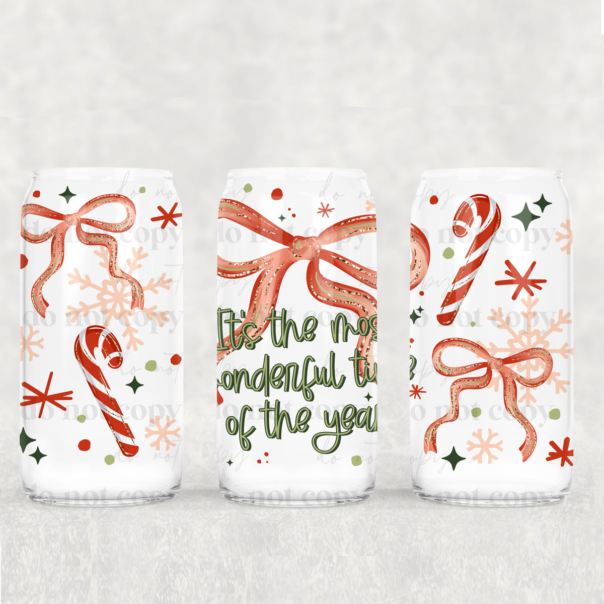 Wonderful time of the year red bow (CSC) UV DTF Transfer