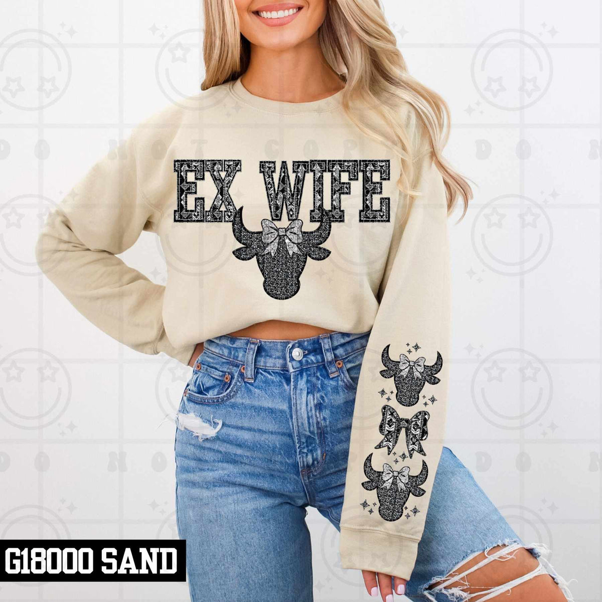 Ex wife bull head with bow FRONT (HW) 79250 DTF transfer
