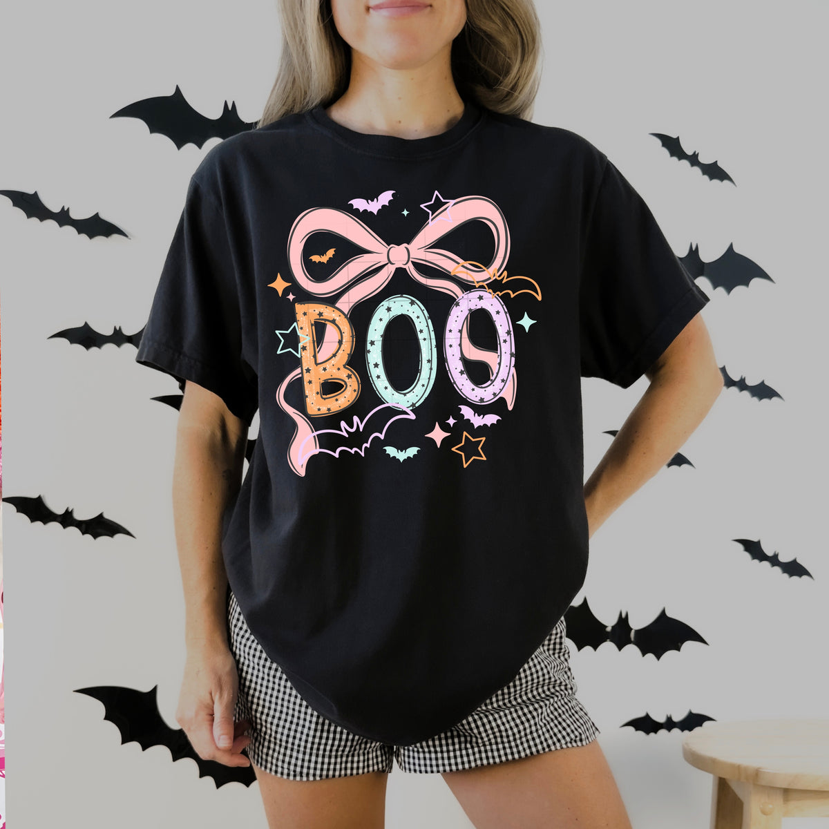 Boo with pink bow (CSC) DTF Transfer