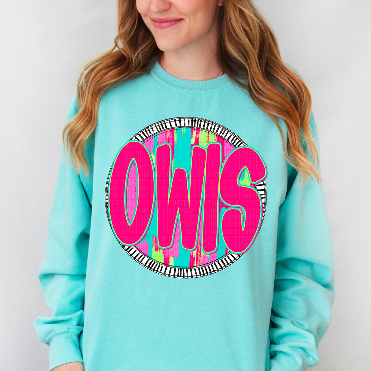 Owls pink font circle 106220 DTF transfer