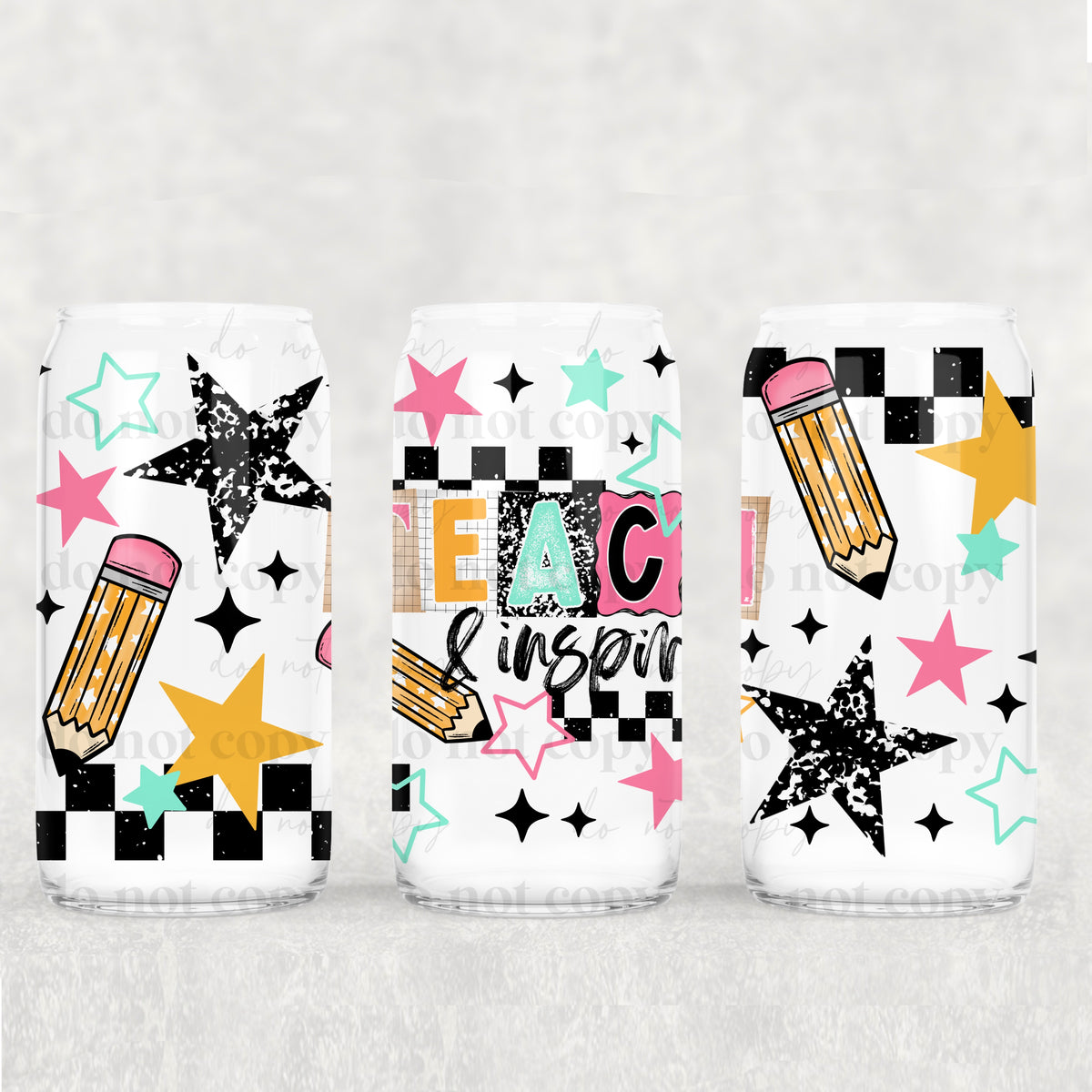 Teach and inspire pencil and stars (CSC) UV DTF WRAP