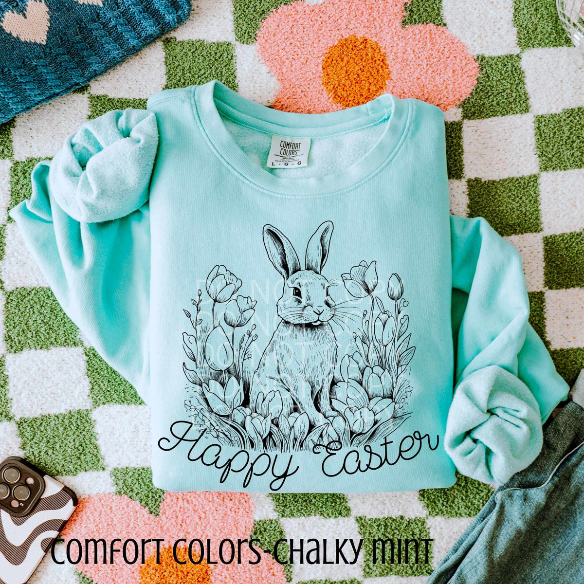Happy Easter black outline  (CSG) 82933 DTF transfer