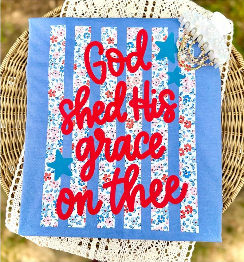 God shed his grace floral stripes Sunday Special DTF transfer