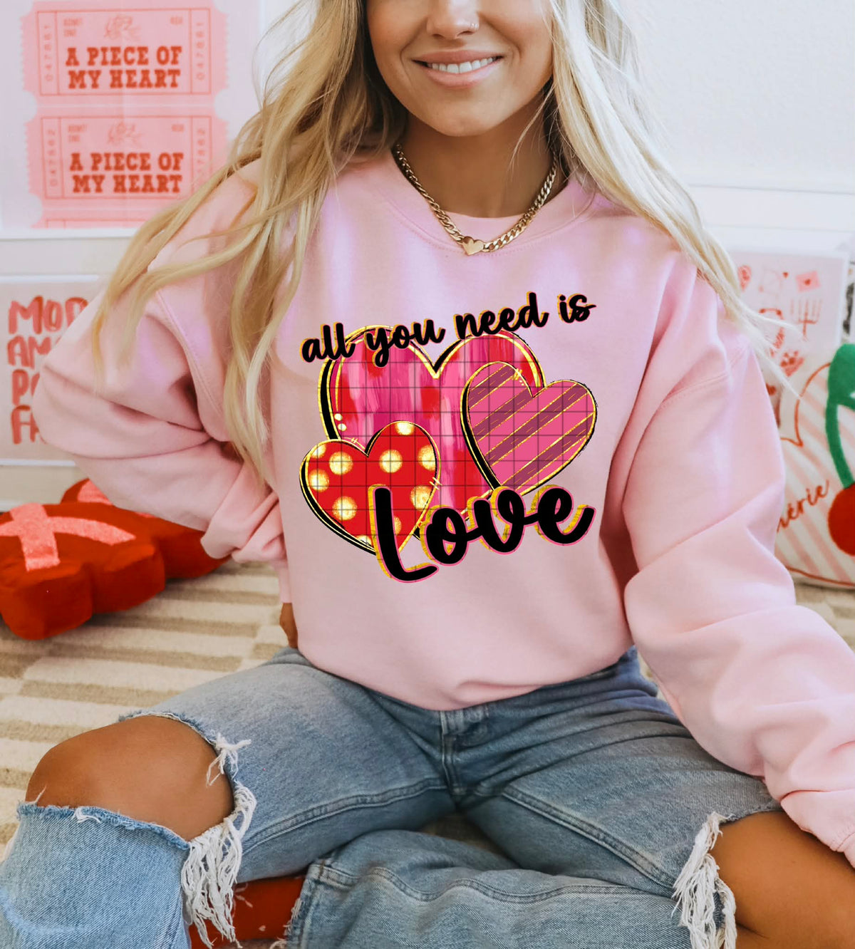 All you need is love hearts (DD) DTF Transfer