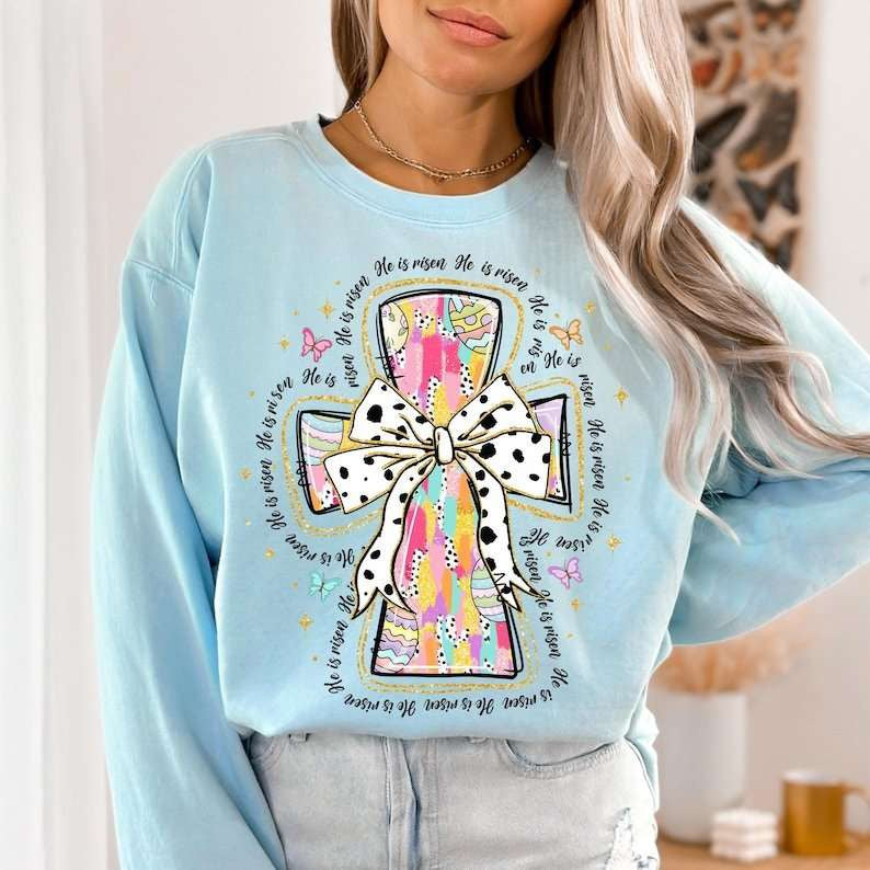 He is risen pastel cross 77648 DTF transfer