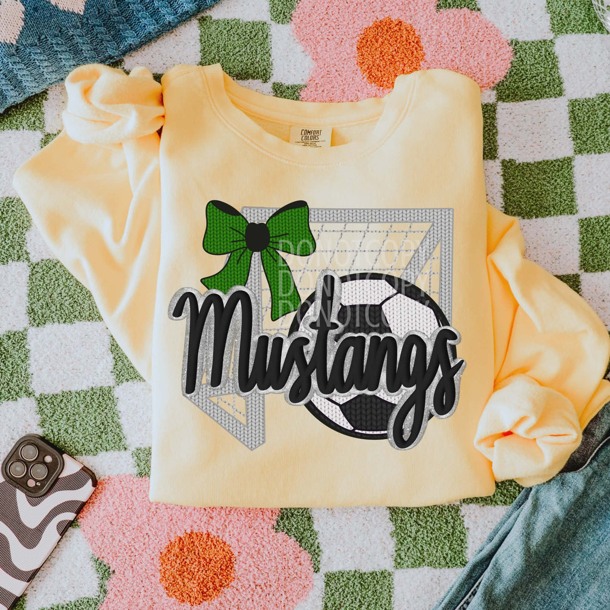 Mustangs soccer green bow (CSG) DTF transfer