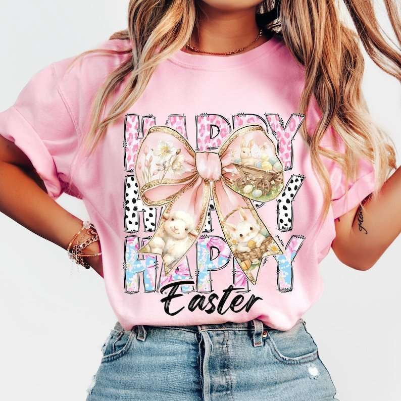 Happy Easter stacked with bow 77659 DTF transfer