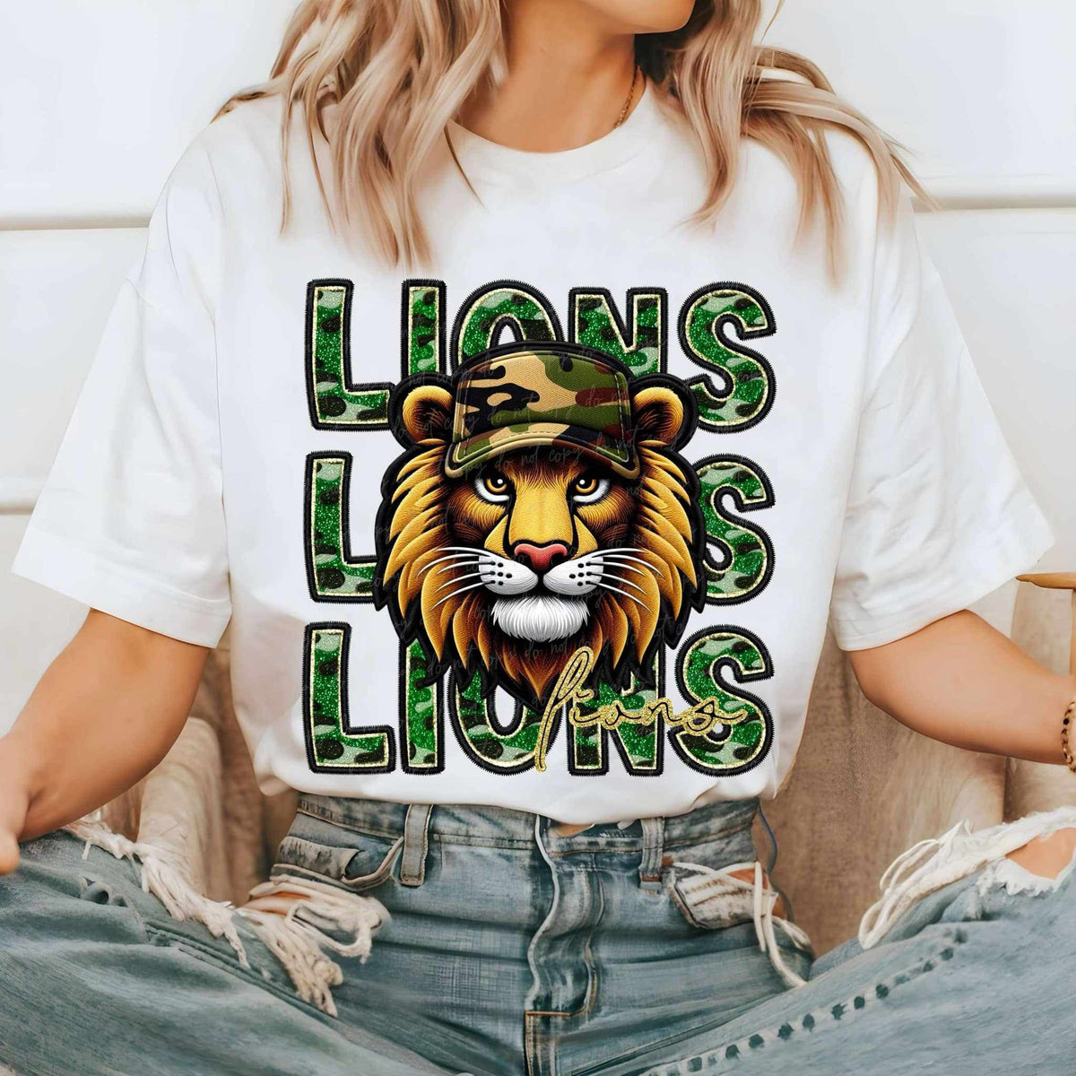 Lions camo stacked (VIRGO) 70564 DTF transfer