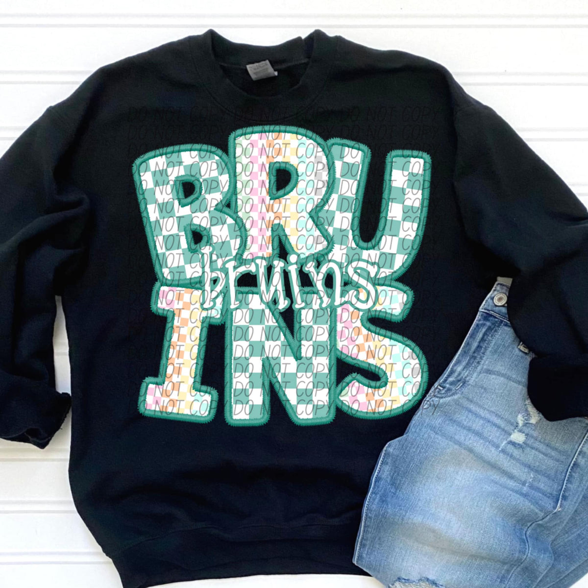 Bruins blue and colorful checkered (CITY) 85518 DTF transfer