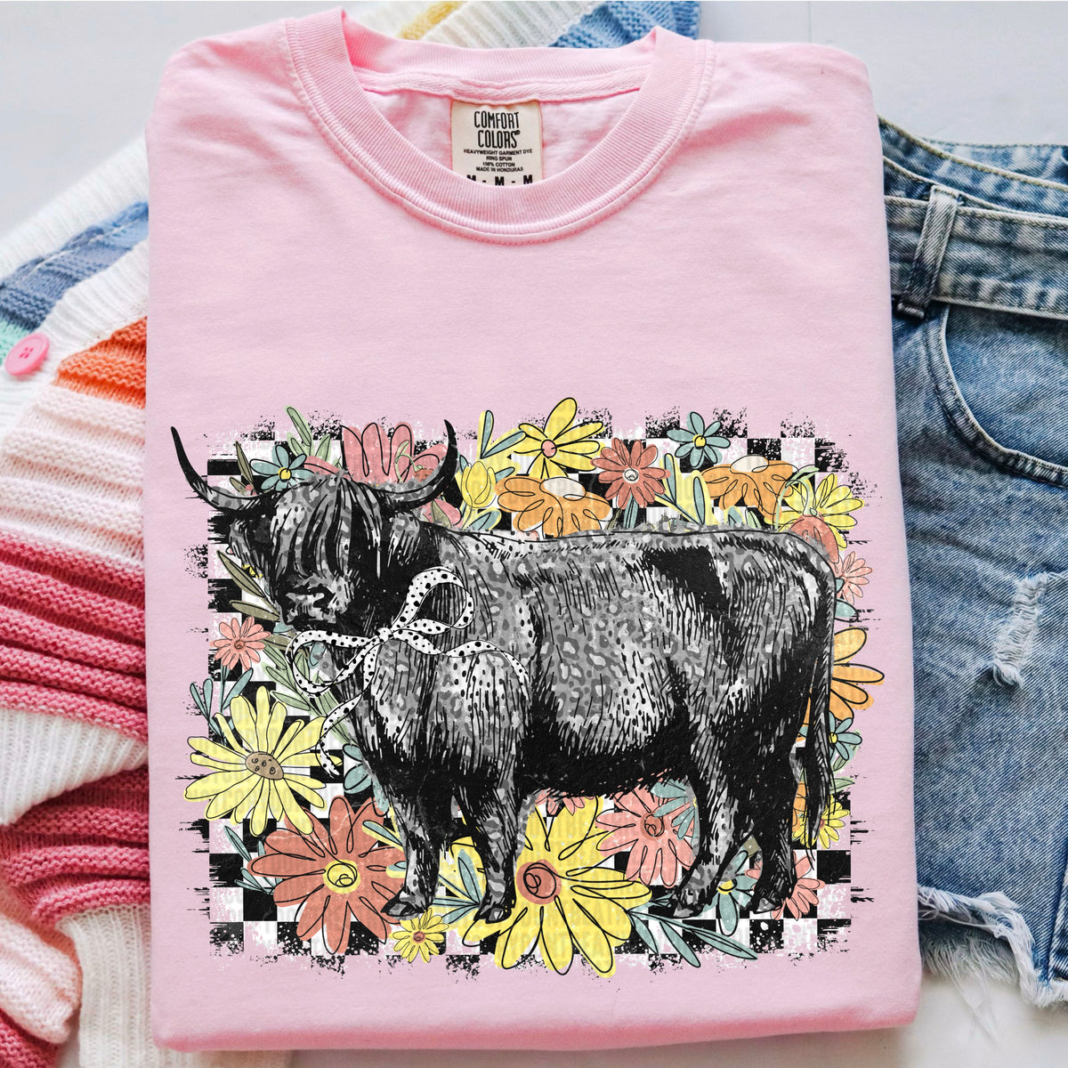 Bull floral blackground 100137 DTF transfer