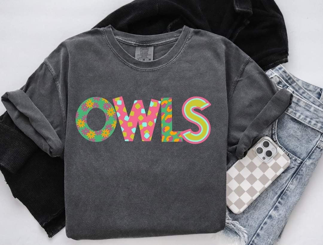 Owls patterned font (S&G) 60336 DTF transfer