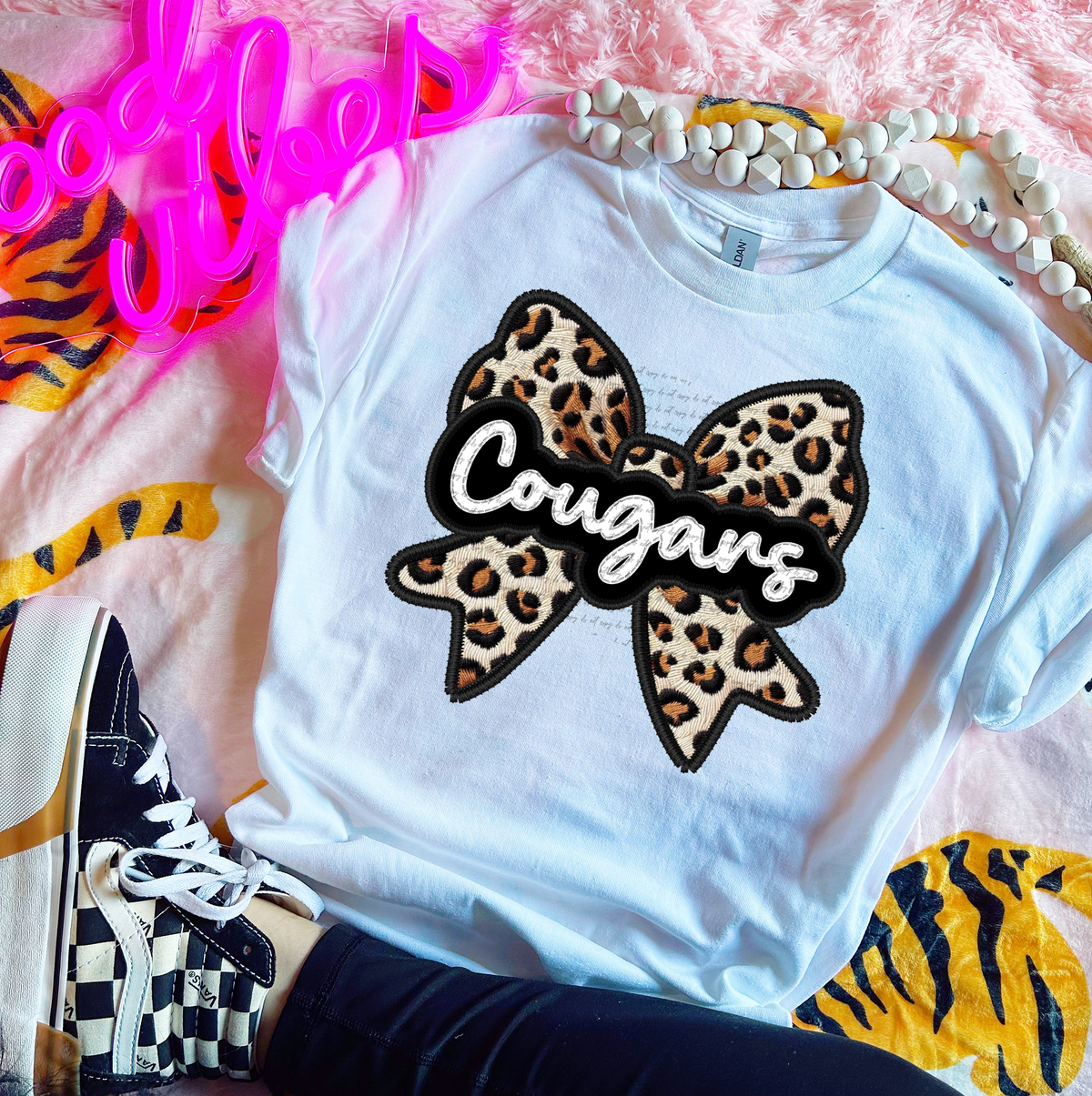 Cougars Faux Embroidery Bow 30508 DTF transfer