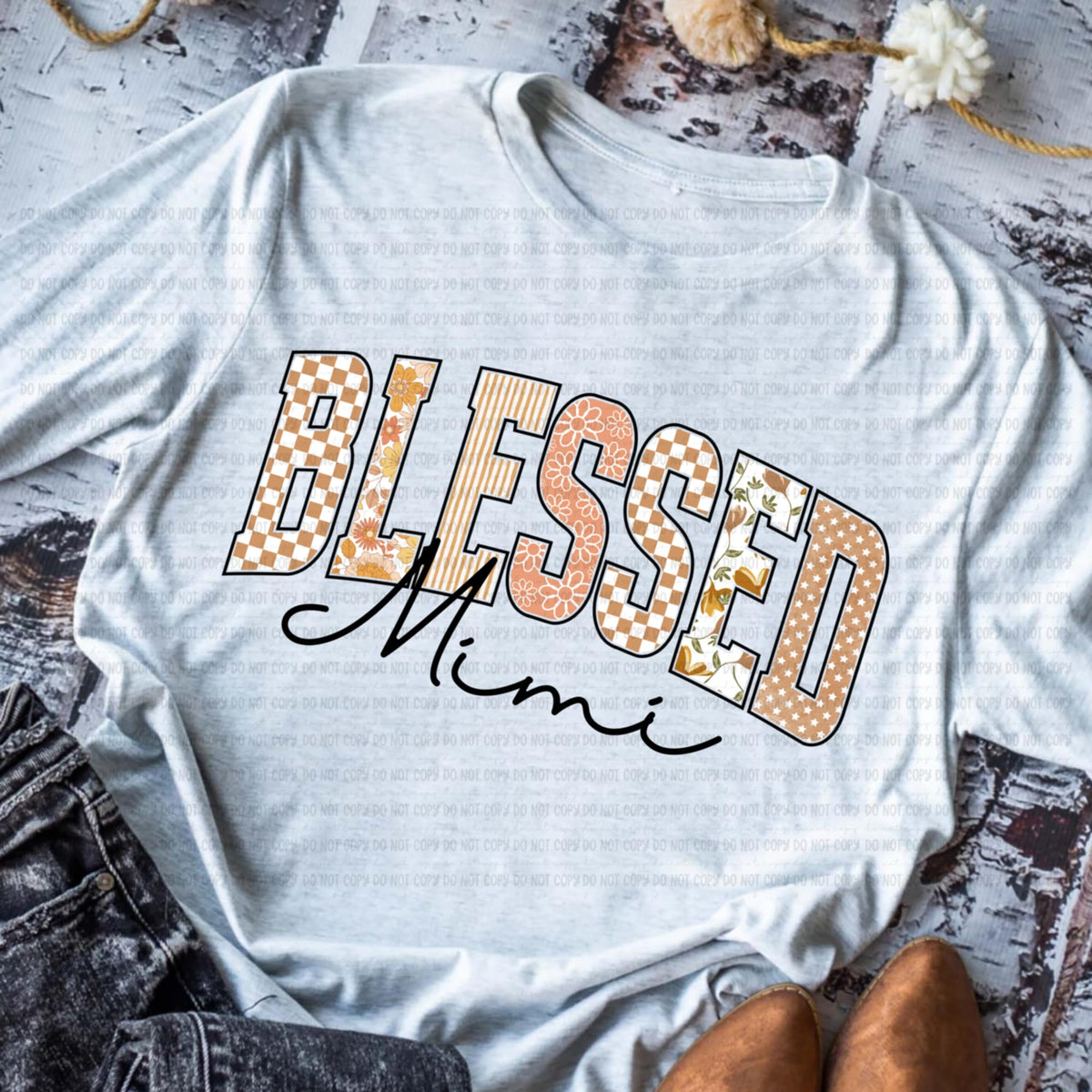 Blessed mimi black words REVEL DTF transfer