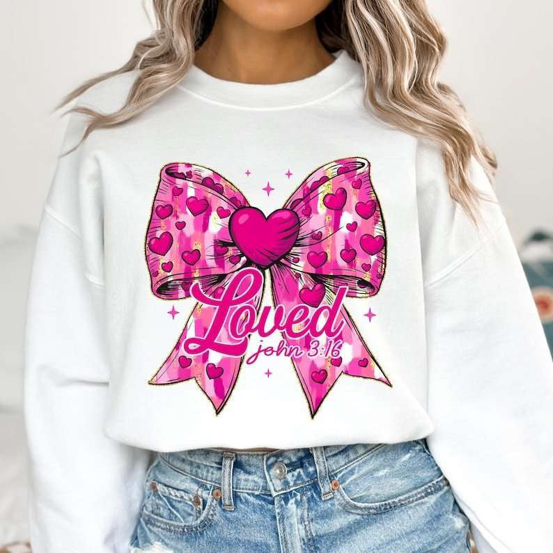 Loved pink bow 77703 DTF transfer