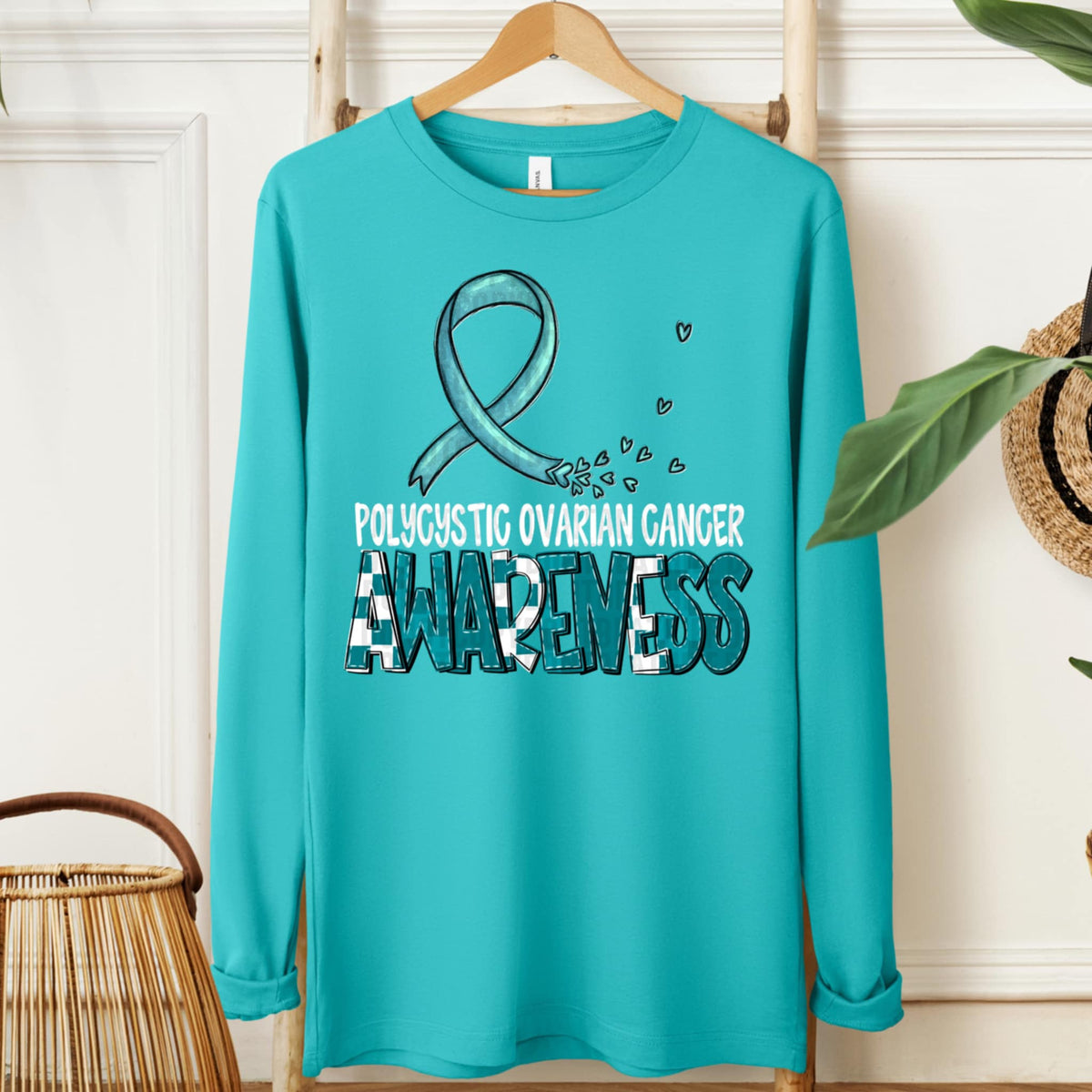 Polycystic ovarian cancer awareness ribbon WHITE FONT (SDD) 107685 DTF transfe