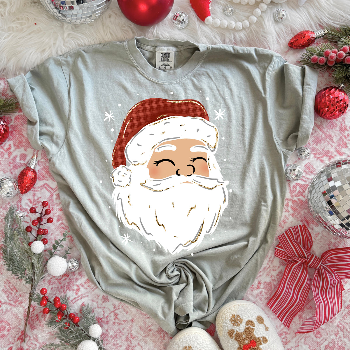 Santa with plaid hat lighter skin tone (csc) DTF Transfer