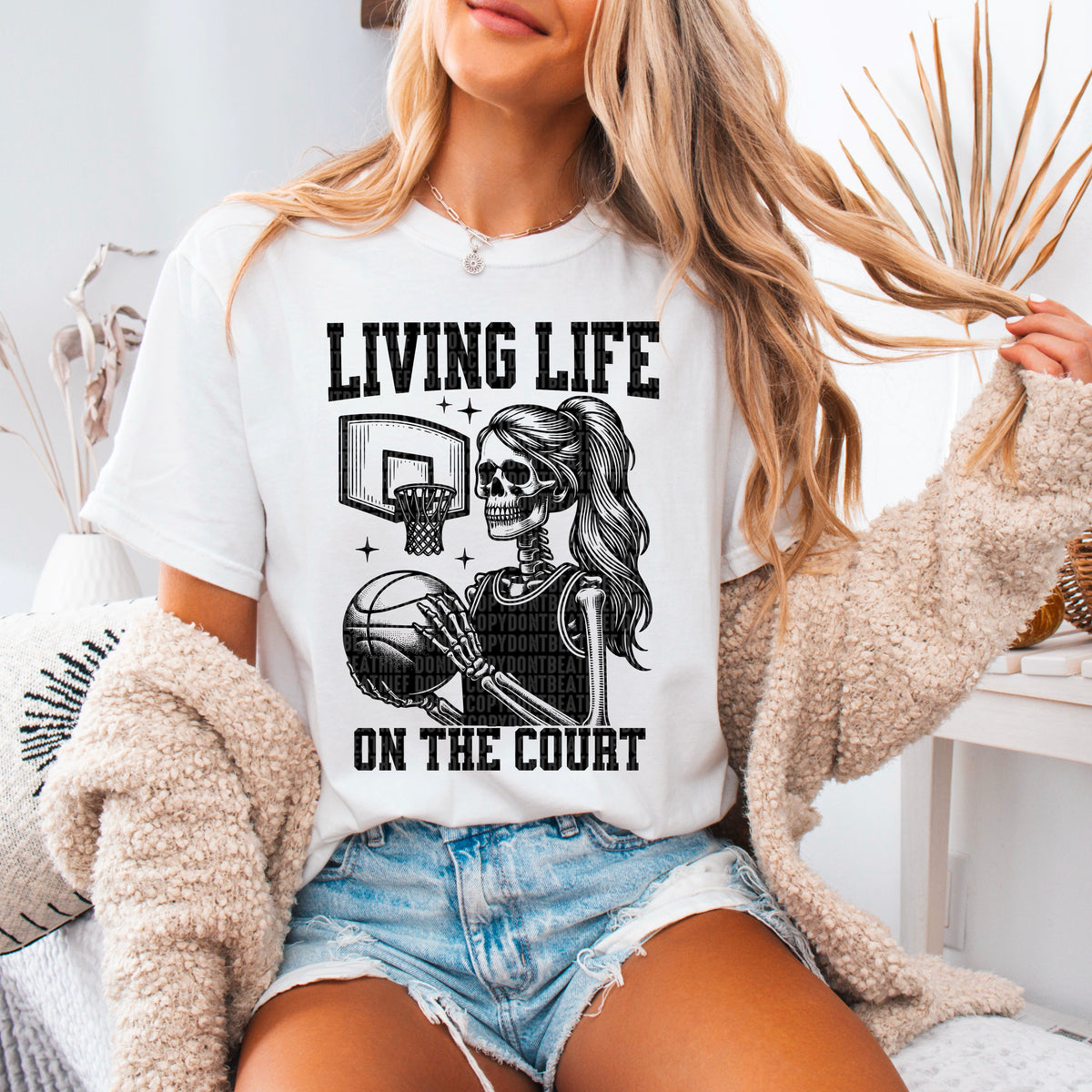 Living life on the court black font 93697 DTF transfer