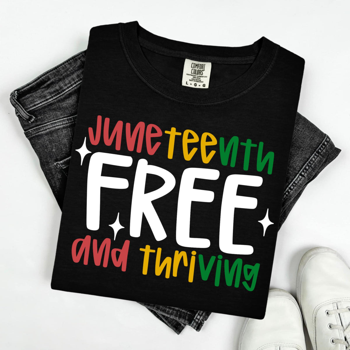 Juneteenth free and thriving WHITE (CMD) 99618 DTF transfer