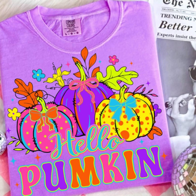 Hello Pumpkin Neon DTF transfer