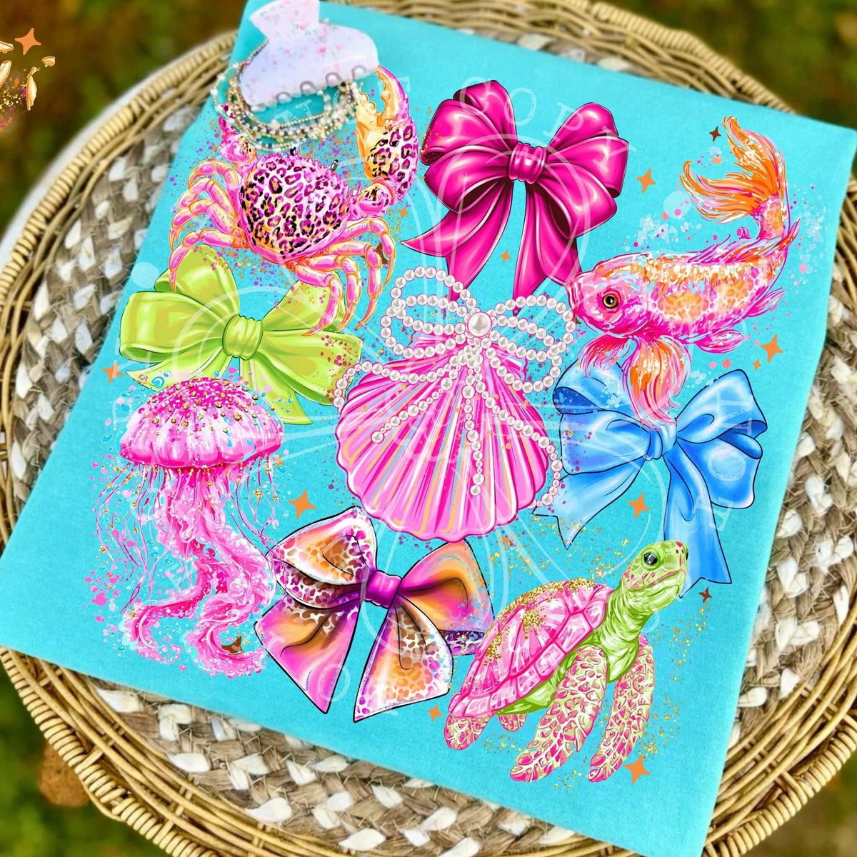Colorful sea creature collage  DTF Transfer