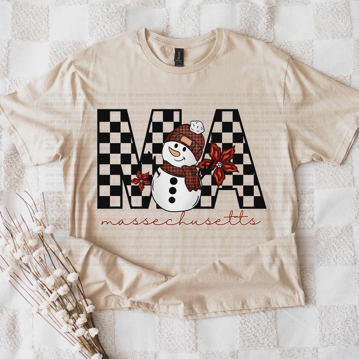 Massachusetts snowman checker (REVEL) DTF Transfer