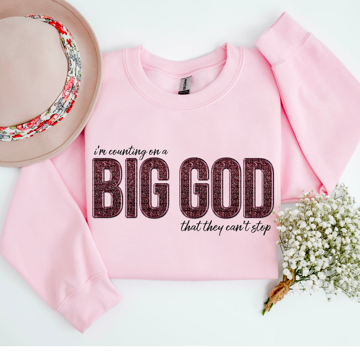 I’m counting on a big god maroon and black font 91625 DTF transfer