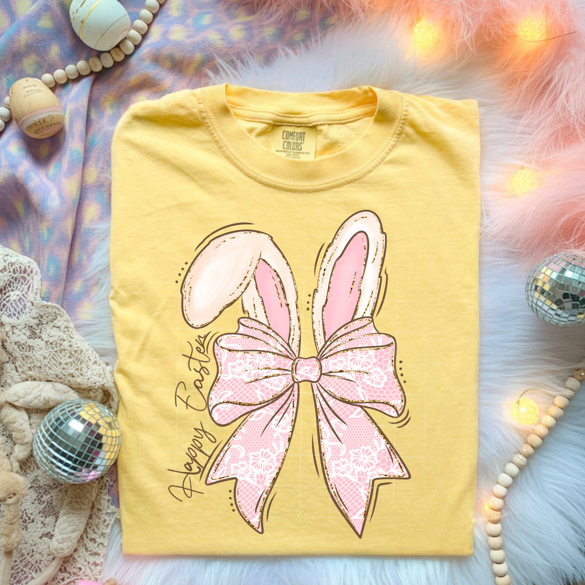 Happy Easter Bunny ears Bow (CSC) DTF transfer