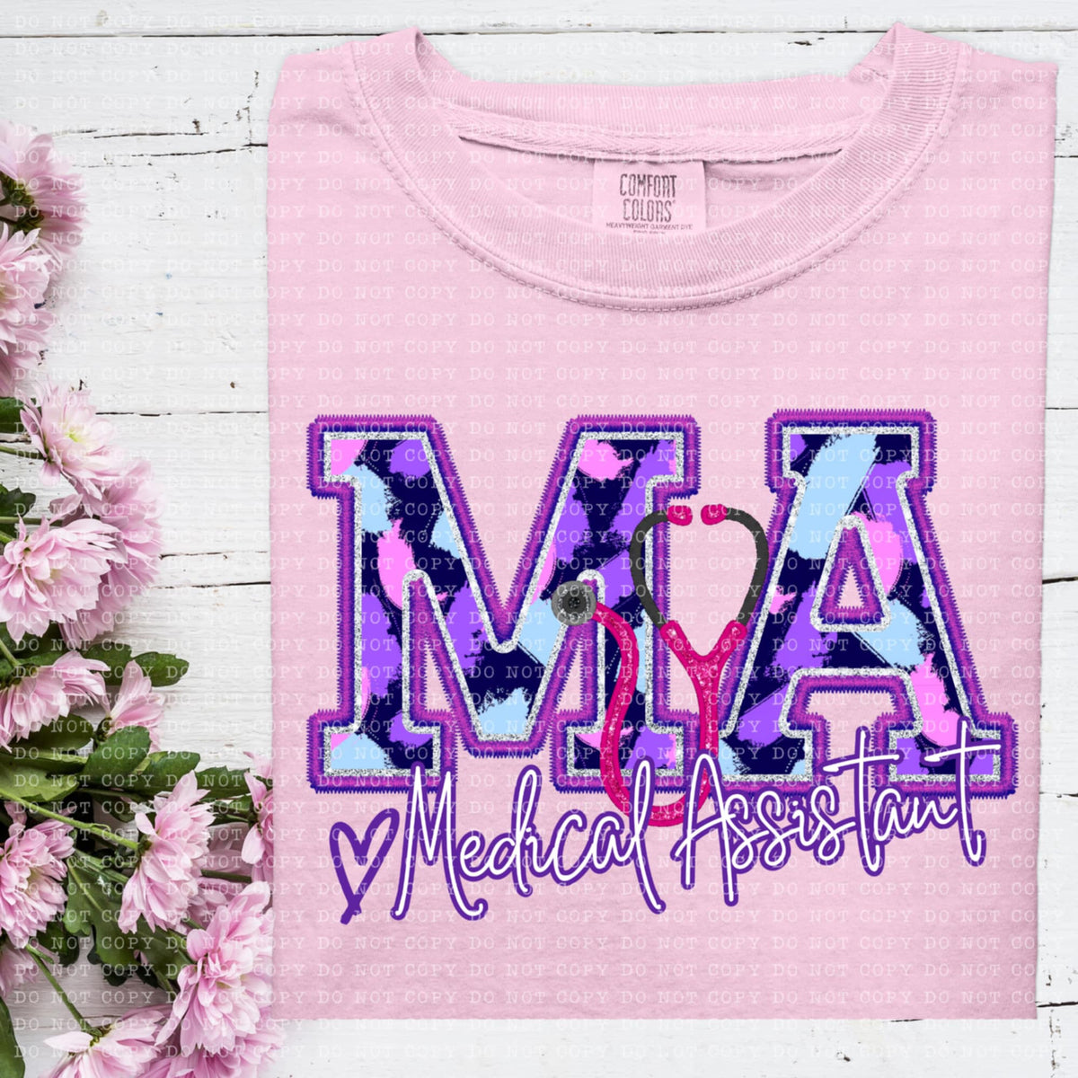MA medical assistant purple brushstrokes (ECHT) 93953 DTF transfer