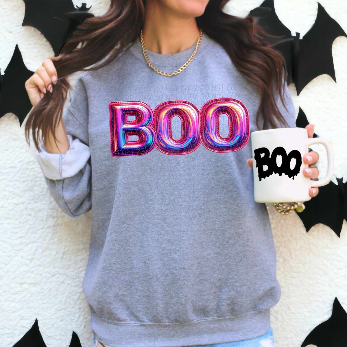 Boo pink holographic (CITY) 55909 DTF transfer