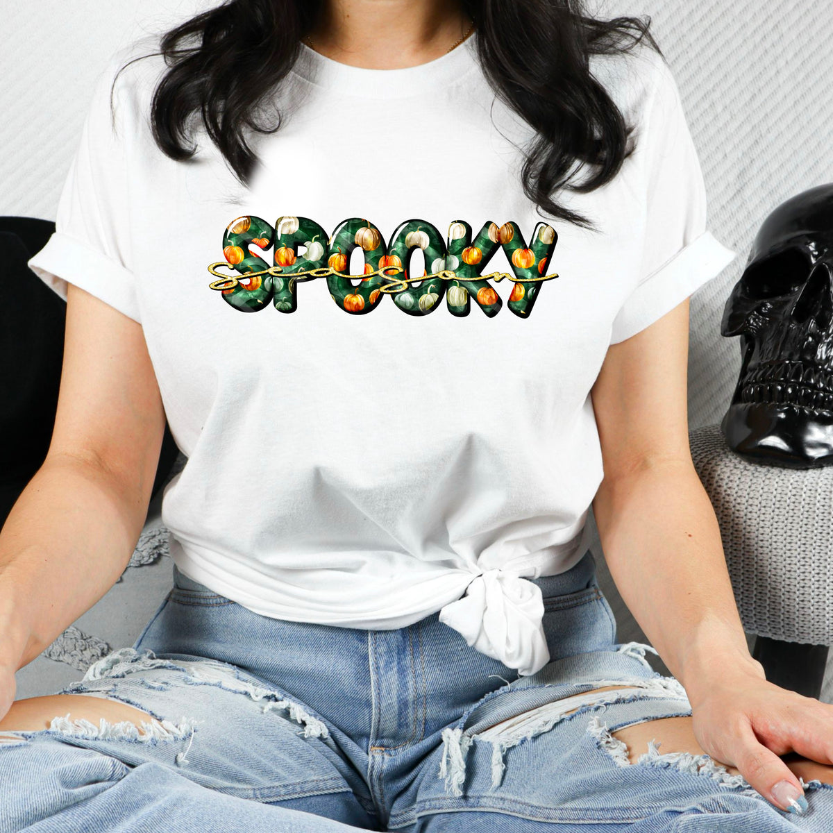 Spooky Season plaid and pumpkins (chaos) 110263 DTF transfer