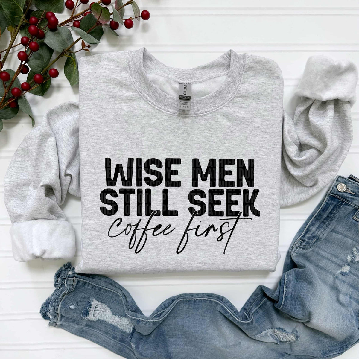 Wise men seek coffee first BLACK (SDD) DTF transfer