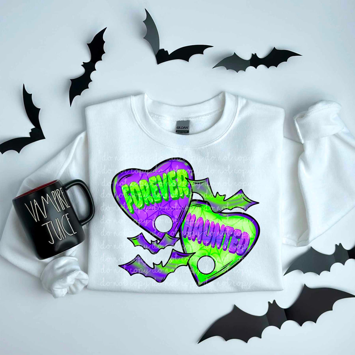 Forever haunted purple and green hearts (MMD) 52658 DTF transfer