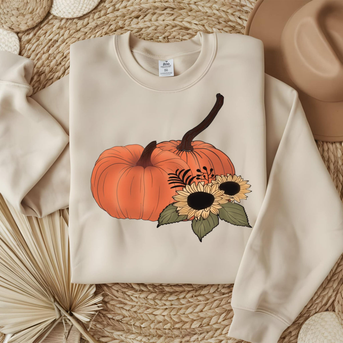 2 Pumpkins with sunflowers 111741 DTF transfer