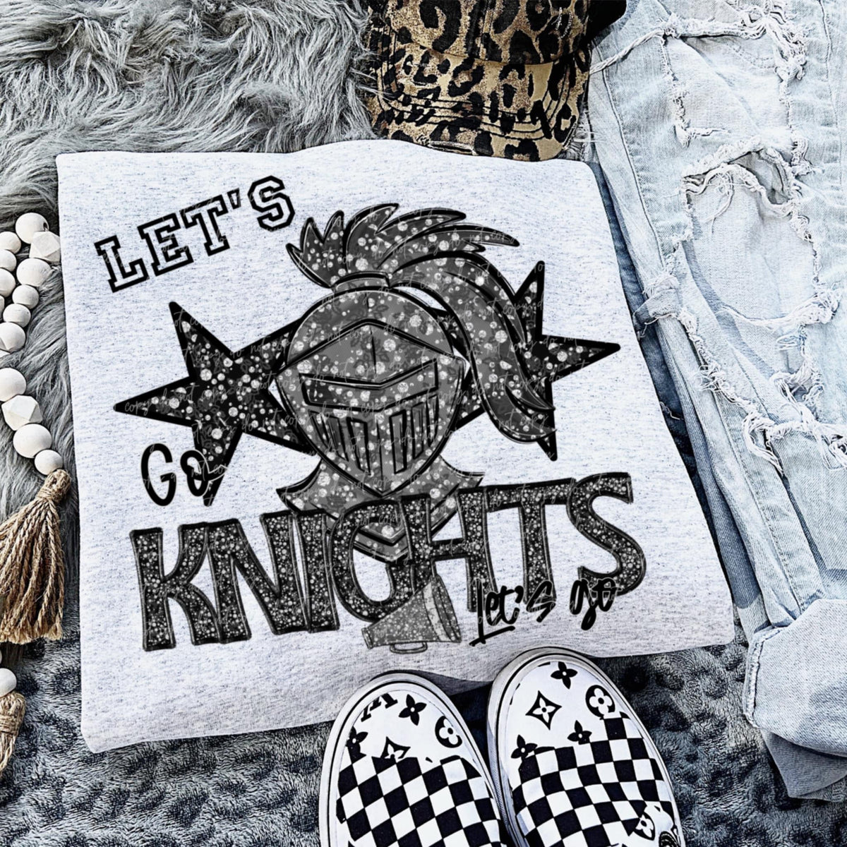 Let’s go knights silver (VIRGO) 92526 DTF transfer