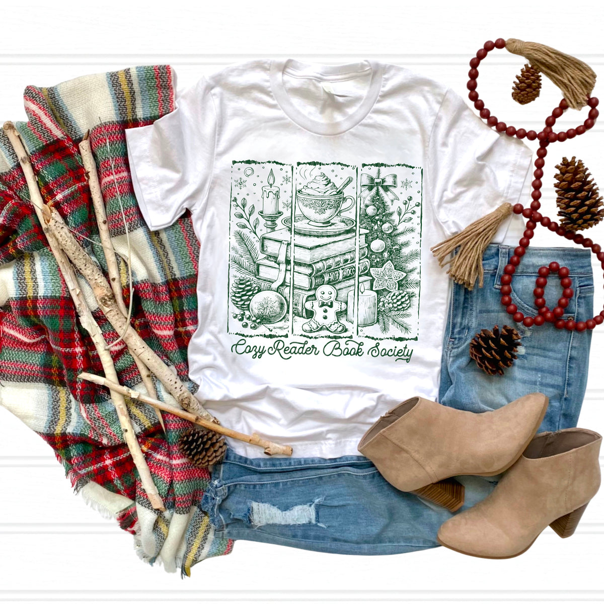 Cozy Readers Book Club Christmas (GREEN) 113370 DTF transfer