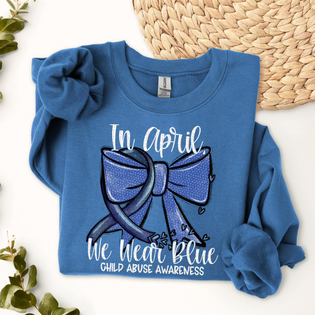 In April we wear blue white font (SDD) 87149 DTF transfer