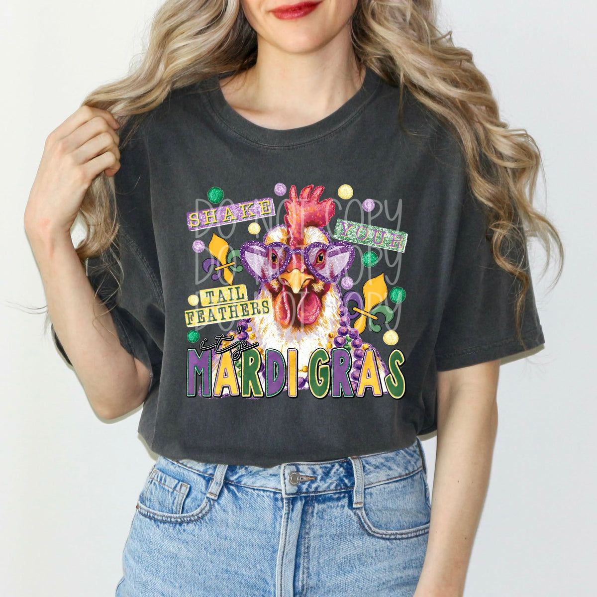 Shake your tail feather Mardi Gras (C’s) DTF transfer