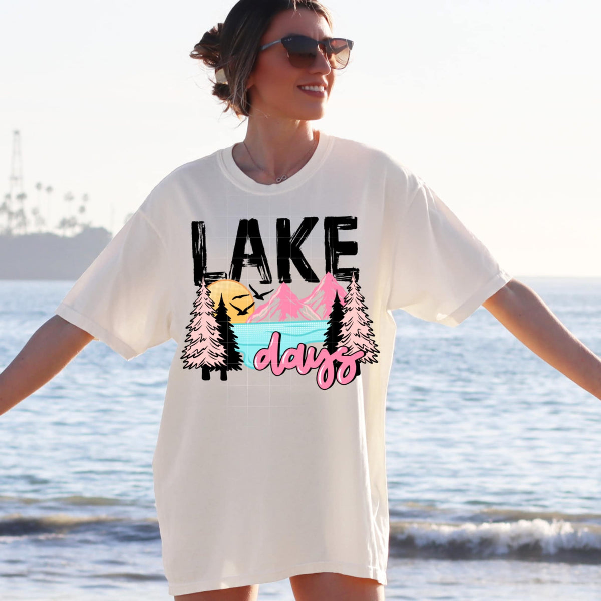 Lake day black and pink font (CSC) 95724 DTF transfer