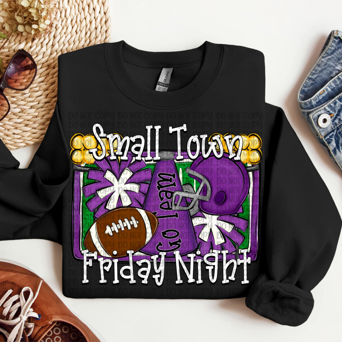 Small Town Friday Night Purple VP DTF transfer