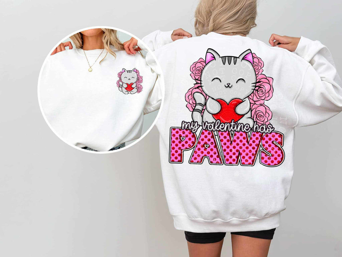 My valentine has paws BACK ONLY 70117 DTF transfer